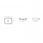 Axa H10 Umywalka stawiana na blat lub podblatowa 40x32 cm i korkiem Click-clack z syfonem Biały połysk 8108001+AF0015+SI020