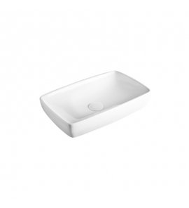 Axa H10 Umywalka stawiana na blat lub podblatowa 50x32 cm i korkiem Click-clack z syfonem Biały połysk 8108101+AF0015+SI020