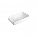 Axa H10 Umywalka stawiana na blat lub podblatowa 50x32 cm i korkiem Click-clack z syfonem Biały połysk 8108101+AF0015+SI020