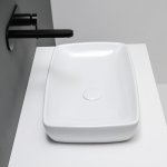 Axa H10 Umywalka stawiana na blat lub podblatowa 50x32 cm i korkiem Click-clack z syfonem Biały połysk 8108101+AF0015+SI020