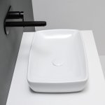 Axa H10 Umywalka stawiana na blat lub podblatowa 60x32 cm i korkiem Click-clack z syfonem Biały połysk 8108501+AF0015+SI020