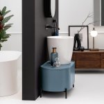 Axa KRACKLITE Umywalka stawiana na blat ∅ 46 cm z korkiem Click-clack z komodą owalną Biały połysk/Avio 8050001+AF0015+200M18