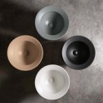 Axa KRACKLITE Umywalka stawiana na blat ∅ 46 cm z korkiem Click-clack z komodą owalną Biały połysk/Avio 8050001+AF0015+200M18