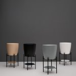 Axa KRACKLITE Umywalka stawiana na blat ∅ 46 cm z korkiem Click-clack z stojakiem i półką Szary mat/Czarny mat 8050009+AF001509+S8050007+R8050009