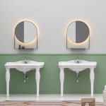 Axa Lustro ścienne okrągłe 60x75 cm z półką i podświetleniem LED Czarny A330252