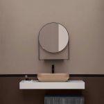 Axa Lustro ścienne okrągłe 60x75 cm z półką i podświetleniem LED Czarny A330252