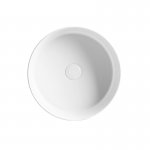 Axa MATE Umywalka stawiana na blat ∅ 40 cm z korkiem Click-clack i stelażem pod umywalką z półką Biały połysk/Czarny matt 7820001+AF0015+S7820007+R8050007