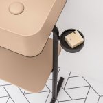 Axa MATE Umywalka stawiana na blat 40x40 cm z korkiem Click-clack i stelażem pod umywalką z półką Sahara mat/Czarny mat 7810010+AF001510+S7810007+R7810010