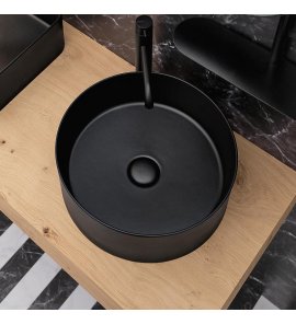 Axa MATE Umywalka stawiana na blat ∅ 40 cm z korkiem Click-clack Czarny matt 7820007+AF001507