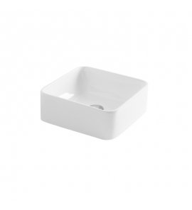 Axa Normal Umywalka kwadratowa stawiana na blat 35x35 cm z korkiem Click-clack i syfonem Biały połysk WS10401V+AF0015+SI020