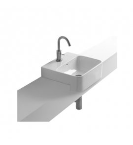 Axa Normal Umywalka kwadratowa wpuszczana w blat 35x35 cm z korkiem Click-clack i syfonem Biały połysk WS11201F+AF0015+SI020