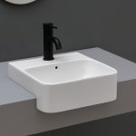 Axa Normal Umywalka kwadratowa wpuszczana w blat 35x35 cm z korkiem Click-clack i syfonem Biały połysk WS11201F+AF0015+SI020