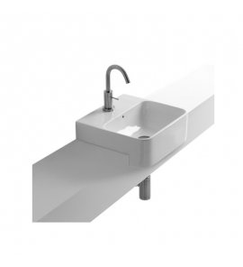 Axa Normal Umywalka kwadratowa wpuszczana w blat 35x45 cm z korkiem Click-clack i syfonem Biały połysk WS11301F+AF0015+SI020