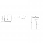 Axa Normal Umywalka kwadratowa wpuszczana w blat 35x45 cm z korkiem Click-clack i syfonem Biały połysk WS11301F+AF0015+SI020