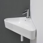 Axa Normal Umywalka narożna ścienna/stawiana na blat 42,5x42,5 cm z korkiem Click-clack i syfonem Biały połysk WS11501V+AF0015+SI020