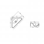 Axa Normal Umywalka narożna ścienna/stawiana na blat 42,5x42,5 cm z korkiem Click-clack i syfonem Biały połysk WS11501V+AF0015+SI020