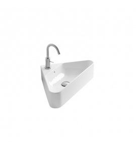 Axa Normal Umywalka narożna stawiana na blat 42,5x42,5 cm z korkiem Click-clack i syfonem Biały połysk WS10701V+AF0015+SI020