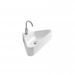 Axa Normal Umywalka narożna stawiana na blat 42,5x42,5 cm z korkiem Click-clack i syfonem Biały połysk WS10701V+AF0015+SI020