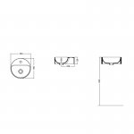 Axa Normal Umywalka okrągła stawiana na blat ∅ 35 cm z korkiem Click-clack i syfonem Biały połysk WS10501V+AF0015+SI020