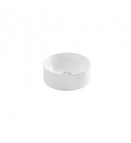 Axa Normal Umywalka okrągła stawiana na blat ∅ 35 cm z korkiem Click-clack i syfonem Biały połysk WS10601V+AF0015+SI020