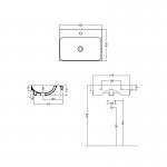 Axa Normal Umywalka ścienna/stawiana na blat 60x45 cm z korkiem Click-clack i syfonem Biały połysk WS11101F+AF0015+SI020