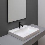 Axa Normal Umywalka ścienna/stawiana na blat 80x45 cm z korkiem Click-clack i syfonem Biały połysk WS11001F+AF0015+SI020