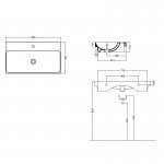 Axa Normal Umywalka ścienna/stawiana na blat 80x45 cm z korkiem Click-clack i syfonem Biały połysk WS11001F+AF0015+SI020