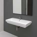 Axa Normal Umywalka ścienna/stawiana na blat 100x45 cm z korkiem Click-clack i syfonem Biały połysk WS10901F+AF0015+SI020