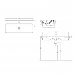Axa Normal Umywalka ścienna/stawiana na blat 100x45 cm z korkiem Click-clack i syfonem Biały połysk WS10901F+AF0015+SI020