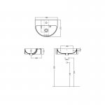 Axa Normal Umywalka ścienna/stawiana na blat 50x37 cm z korkiem Click-clack i syfonem Biały połysk WS11801F+AF0015+SI020