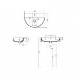 Axa Normal Umywalka ścienna/stawiana na blat 60x42 cm z korkiem Click-clack i syfonem Biały połysk WS11701F+AF0015+SI020