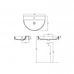 Axa Normal Umywalka ścienna/stawiana na blat 70x47 cm z korkiem Click-clack i syfonem Biały połysk WS11601F+AF0015+SI020