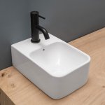 Axa Normal Umywalka ścienna/stawiana na blat 24x35,5 cm z korkiem Click-clack i syfonem Biały połysk WS10101V+AF0015+SI020