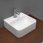 Axa Normal Umywalka ścienna/stawiana na blat 35x35 cm z korkiem Click-clack i syfonem Biały połysk WS10301V+AF0015+SI020