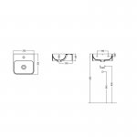 Axa Normal Umywalka ścienna/stawiana na blat 35x35 cm z korkiem Click-clack i syfonem Biały połysk WS10301V+AF0015+SI020