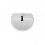 Axa Prime Umywalka ścienna 63x49 cm z postumentem i korkiem Click-clack z syfonem Biały połysk 444001+447001+AF0015+SI020