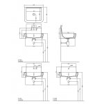 Axa RADICI Umywalka ścienna 60x48 cm z korkiem Click-clack Czarny mat 8730007+AF001507