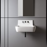 Axa RADICI Umywalka ścienna 60x48 cm z 3 otworami na baterię z korkiem Click-clack Biały połysk 87300013F+AF0015