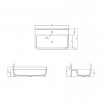 Axa RADICI Umywalka ścienna/stawiana na blat 80x48 cm z korkiem Click-clack Biały połysk 8710001+AF0015