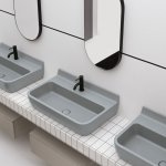 Axa RADICI Umywalka ścienna/stawiana na blat 80x48 cm z korkiem Click-clack Grey Matt 8710009+AF001509