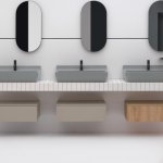 Axa RADICI Umywalka ścienna/stawiana na blat 80x48 cm z korkiem Click-clack Grey Matt 8710009+AF001509