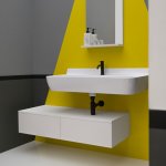 Axa RADICI Umywalka ścienna/stawiana na blat 100x48 cm z korkiem Click-clack Biały połysk 8720001+AF0015