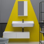 Axa RADICI Umywalka ścienna/stawiana na blat 100x48 cm z korkiem Click-clack Biały połysk 8720001+AF0015