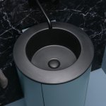 Axa SKYLAND Umywalka wpuszczana w blat ∅ 48 cm z korkiem Click-clack Szary mat 3213209+AF001509