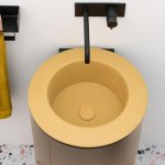 Axa SKYLAND Umywalka wpuszczana w blat ∅ 48 cm z korkiem Click-clack Żółty mat 3213219+AF001510