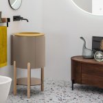 Axa SKYLAND Umywalka wpuszczana w blat ∅ 48 cm z korkiem Click-clack Żółty mat 3213219+AF001510