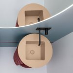 Axa SKYLAND Umywalka wpuszczana w blat ∅ 55 cm z korkiem Click-clack Sahara mat 3213610+AF001510