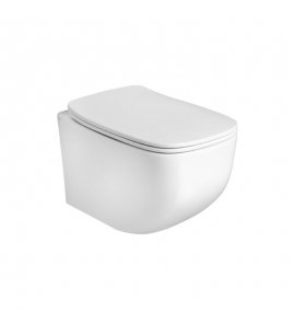 Axa WHITE JAM Miska ścienna 34x52 cm z deską WC wolnoopadającą Biały połysk 3312701+AF3301
