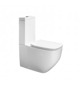 Axa WHITE JAM Miska stojąca 34x70 cm do kompaktu i zbiornik z deską WC wolnoopadającą Biały połysk 3301301+3305101+AF3301