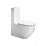 Axa WHITE JAM Miska stojąca 34x70 cm do kompaktu i zbiornik z deską WC wolnoopadającą Biały połysk 3301301+3305101+AF3301